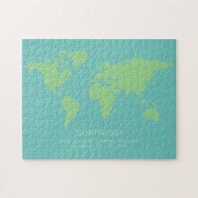 Surprise Vacation Secret Message Hard World Map Jigsaw Puzzle (Horizontal)