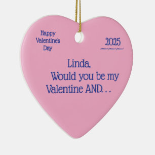 Surprise Valentine's Day Marriage Proposal Heart Ceramic Ornament