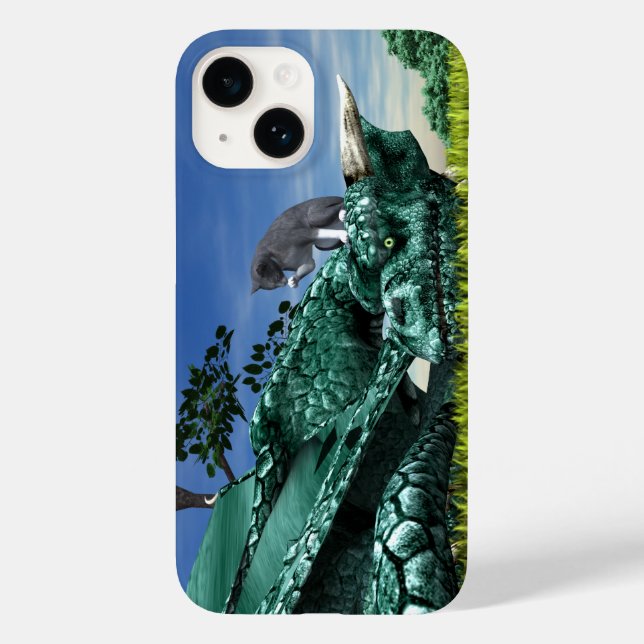 Surprise Visitor - Cute Cat on Dragon’s Head Case-Mate iPhone Case (Back)