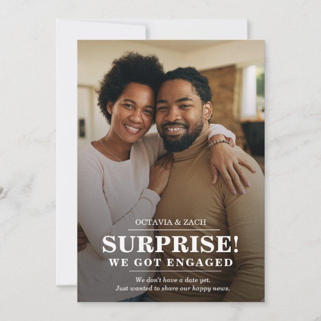 Surprise We're Engaged Photo Announcement (Front)