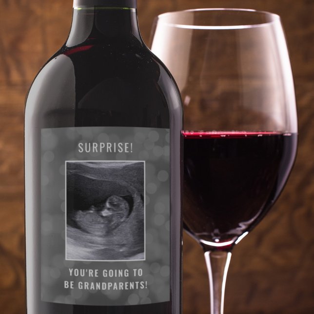 Surprise You're Going To Be Grandparents New Baby Wine Label (Creator Uploaded)