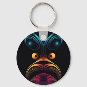 Surprised Abstract Bird Chicken face Keychain
