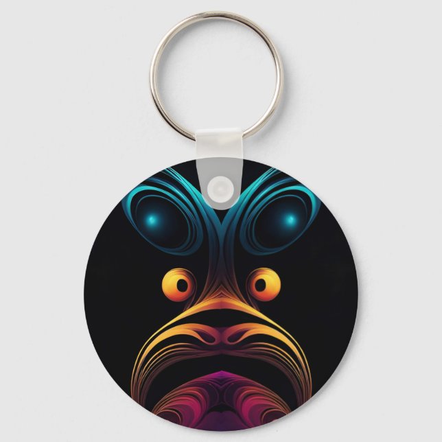 Surprised Abstract Bird Chicken face Keychain (Front)