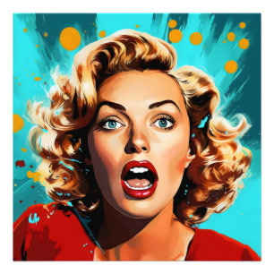Surprised Blonde Pop Art Photo Print