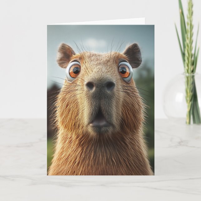 Surprised Capybara Close-Up Card (Front)