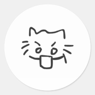 surprised cat classic round sticker