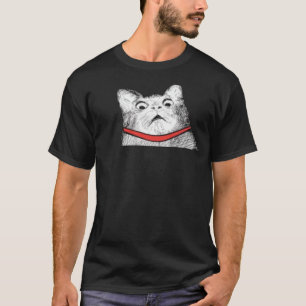 Surprised Cat Gasp Meme - Black T-Shirt