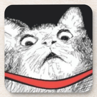 Surprised Cat Gasp Meme - set of 6 Cork Coasters