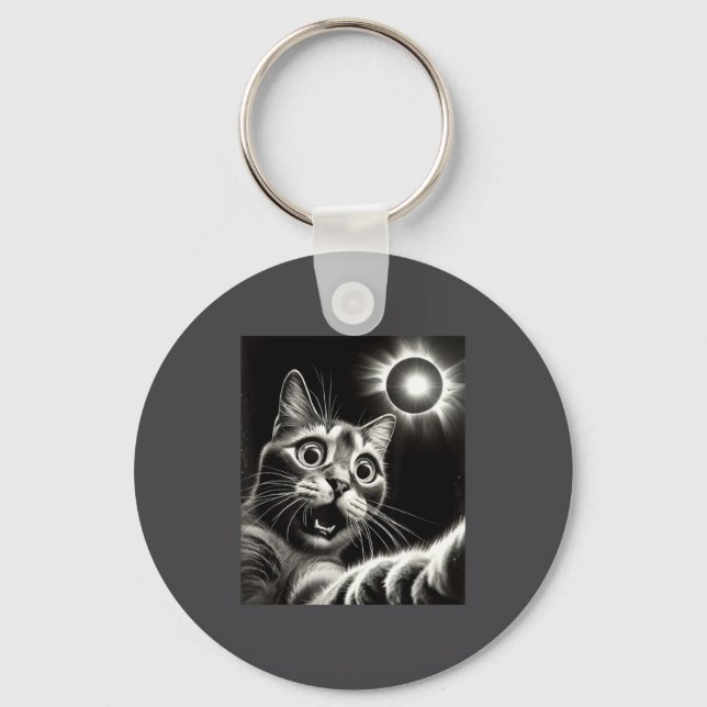 Surprised Cat Matching Family Solar Keychain (Front)