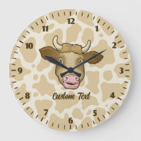 Surprised Cow Large Clock