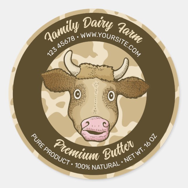 Surprised Cow Round Label (Front)