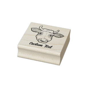 Surprised Cow Rubber Stamp