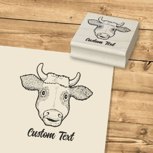 Surprised Cow Rubber Stamp
