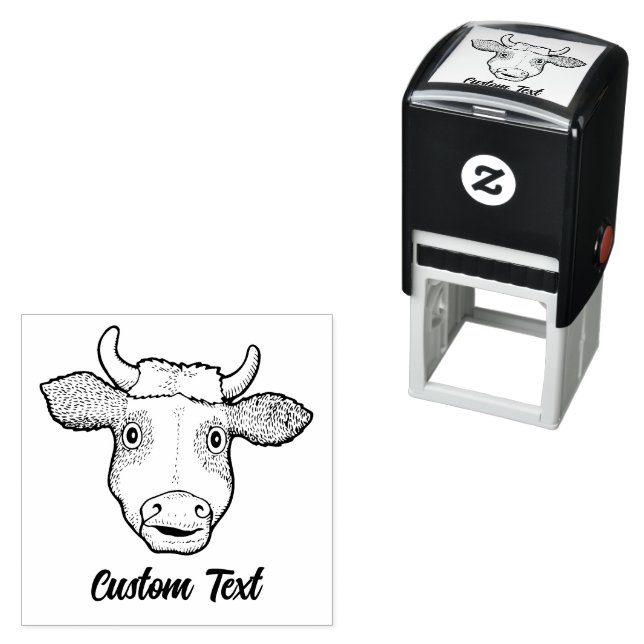 Surprised Cow Self-inking Stamp (In Situ)