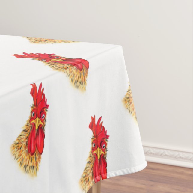 Surprised Curious Rooster Tablecloth (In Situ)