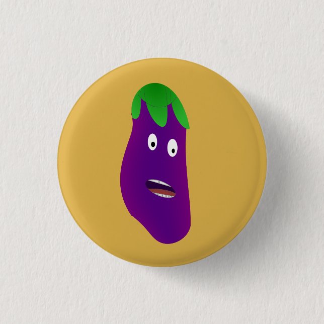 Surprised Eggplant by Kenneth Yoncich 1 Inch Round Button (Front)
