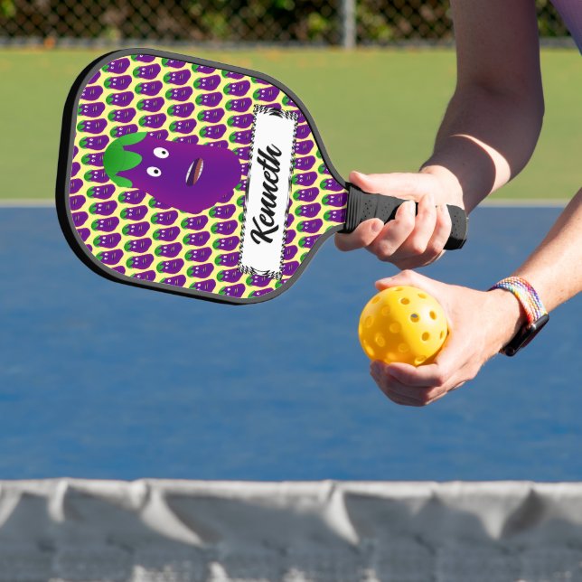 Surprised Eggplant by Kenneth Yoncich Pickleball Paddle (Insitu)