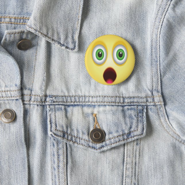 Surprised Emoji Face 2 Inch Round Button (In Situ)