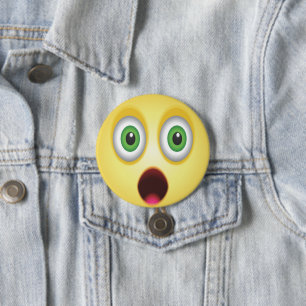 Surprised Emoji Face 3 Inch Round Button