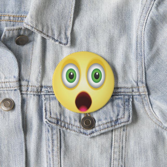Surprised Emoji Face 3 Inch Round Button (In Situ)