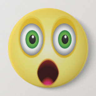 Surprised Emoji Face 4 Inch Round Button