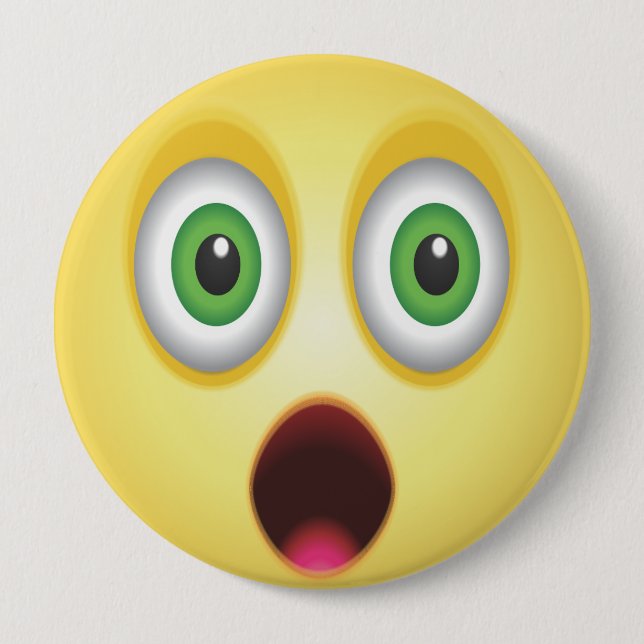 Surprised Emoji Face 4 Inch Round Button (Front)