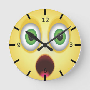 Surprised Emoji Face Round Clock