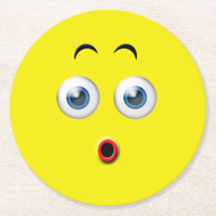 Surprised Emoji Round Paper Coaster