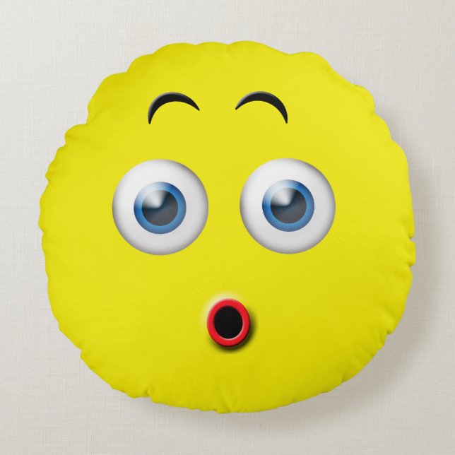 Surprised Emoji Round Pillow (Front)