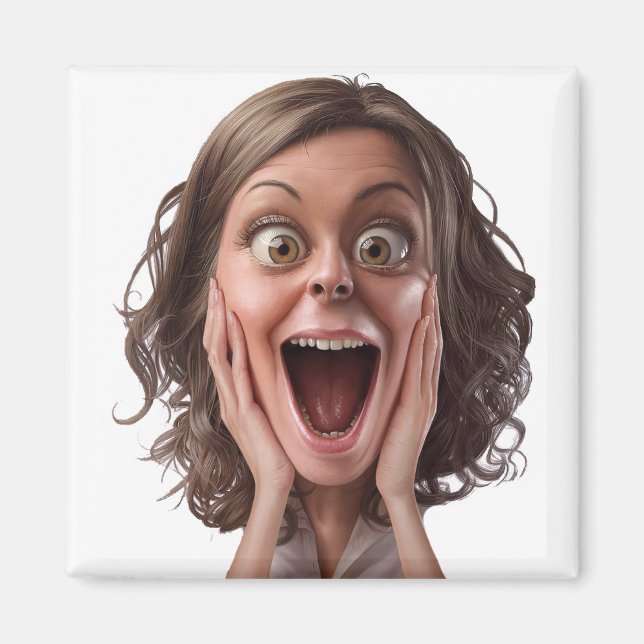 Surprised Face Reaction Design Magnet (Front)