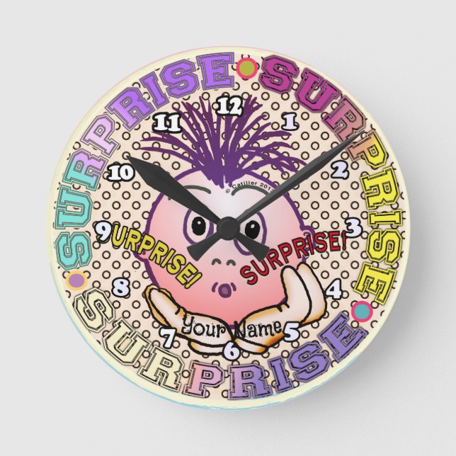 Surprised Face Round Clock (Front)