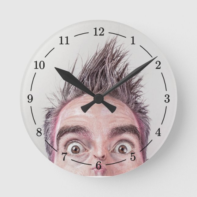 Surprised Funny Face Round Clock (Front)