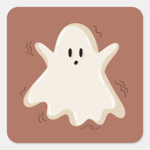 Surprised Ghost with Raised Arms Square Sticker