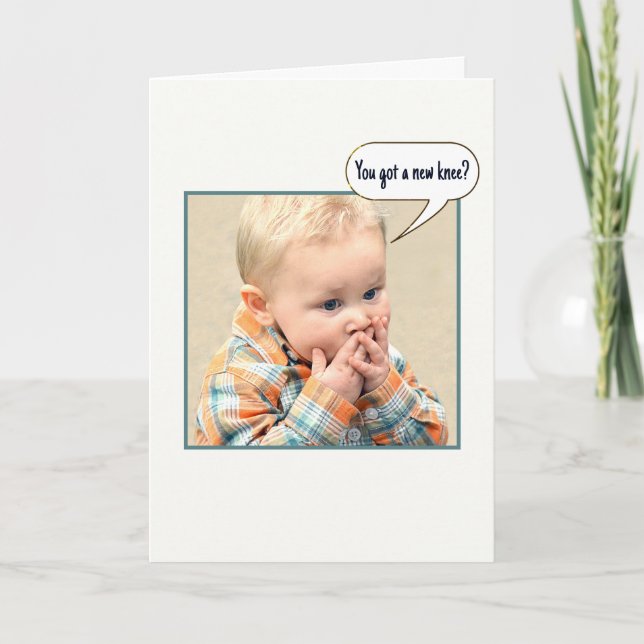 Surprised Little Boy For Knee Replacement Card (Front)