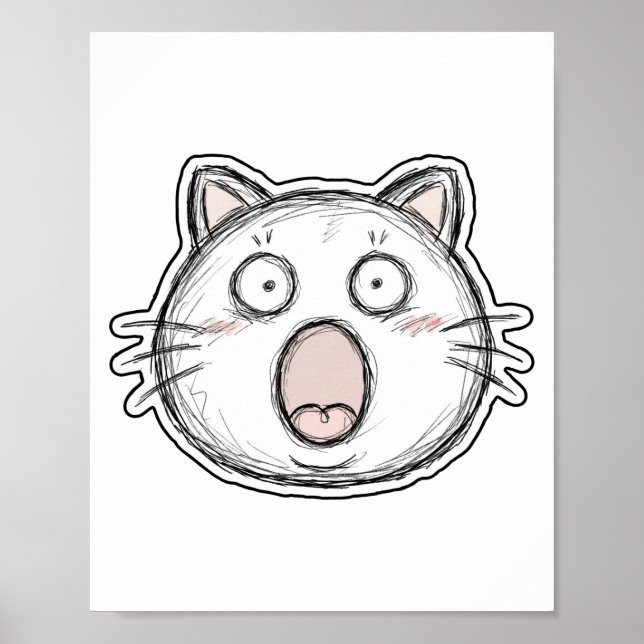 Surprised Open-Mouth Cat Poster (Front)