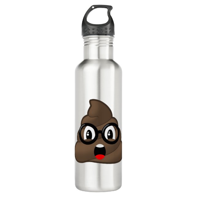 Surprised Poop Glasses Emoji 710 Ml Water Bottle (Front)