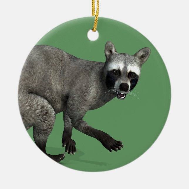Surprised Raccoon Ceramic Ornament (Front)