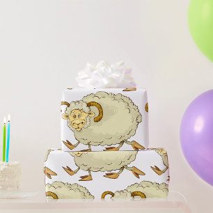 Surprised Ram Sheep Funny Farm Animal Wrapping Paper