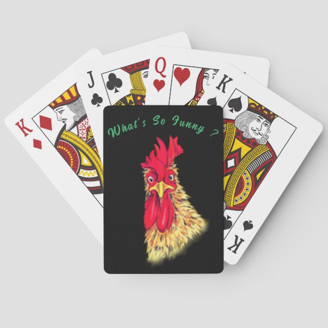Surprised Rooster Funny Playing Cards Custom Text (Back)