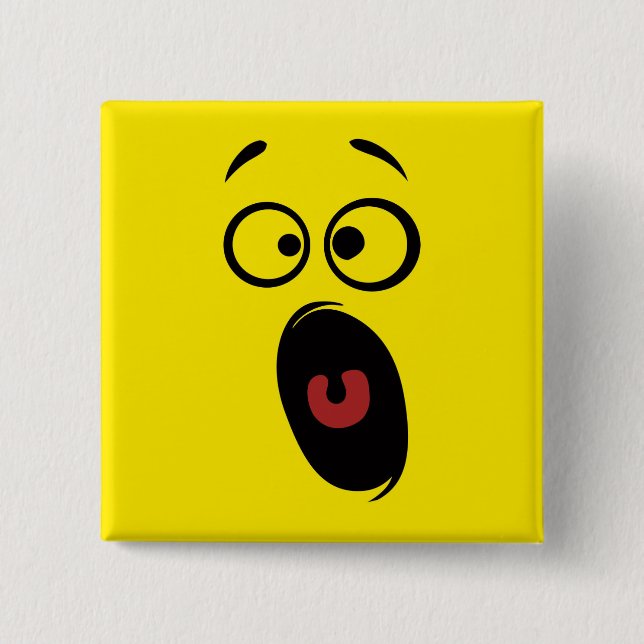 Surprised Scared Screaming Yellow Face 2 Inch Square Button (Front)