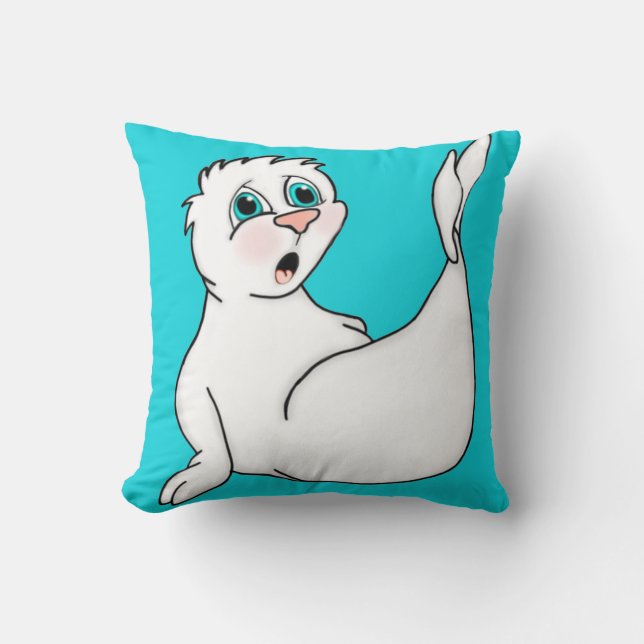 Surprised Seal Square Pillow (Front)