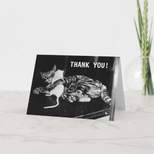 Surprising Friendship Cat and Mouse   Thank You Card