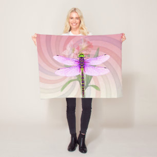 Surreal 60’s Theme Dragon Fly Fleece Blanket