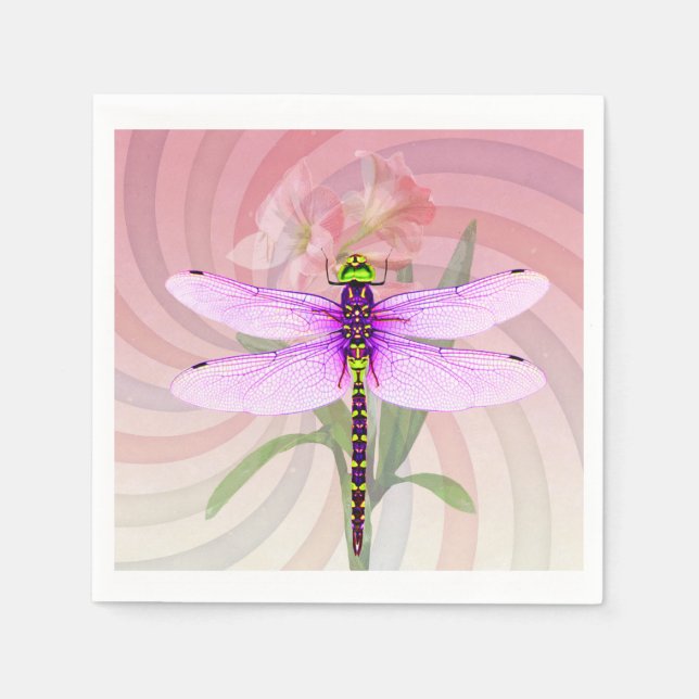 Surreal 60’s Theme Dragon Fly Napkin (Front)