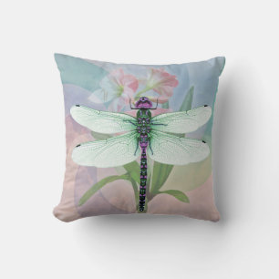 Surreal 60’s Theme Dragonfly Throw Pillow