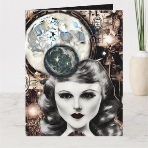 Surreal Abstract Art Deco Woman’s Face Thank You Card