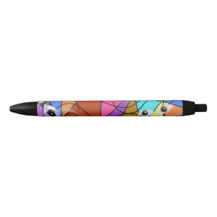 Surreal Abstract Geometric Patterns with Eyes Black Ink Pen