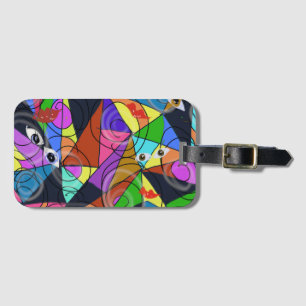 Surreal Abstract Geometric Patterns with Eyes Luggage Tag