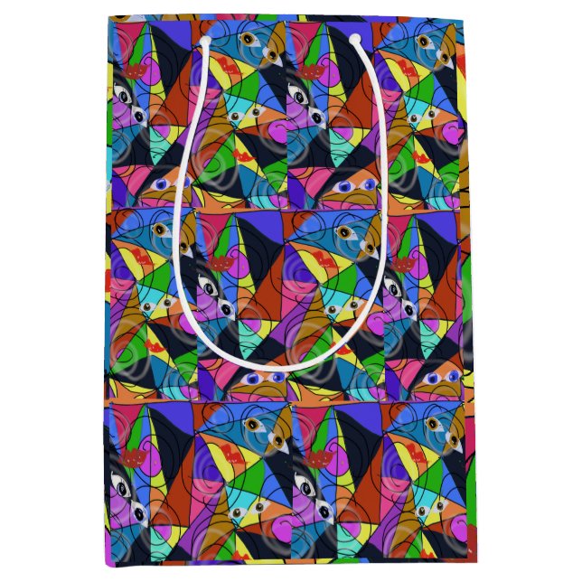 Surreal Abstract Geometric Patterns with Eyes  Medium Gift Bag (Front)