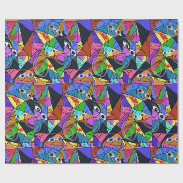 Surreal Abstract Geometric Patterns with Eyes  Wrapping Paper (Flat)